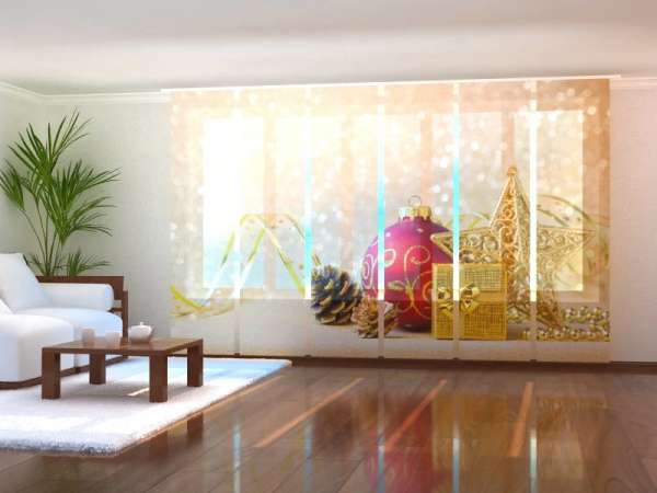 Sliding panel curtain (1-6 pts.): GOLDEN-RED CHRISTMAS DECORATIONS