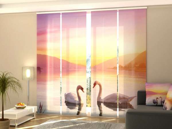 Sliding panel curtain (1-4 pts.): SWANS ON THE LAKE AT SUNRISE