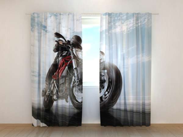 Photo curtain: BIKER ON MOUNTAIN HIGHWAY