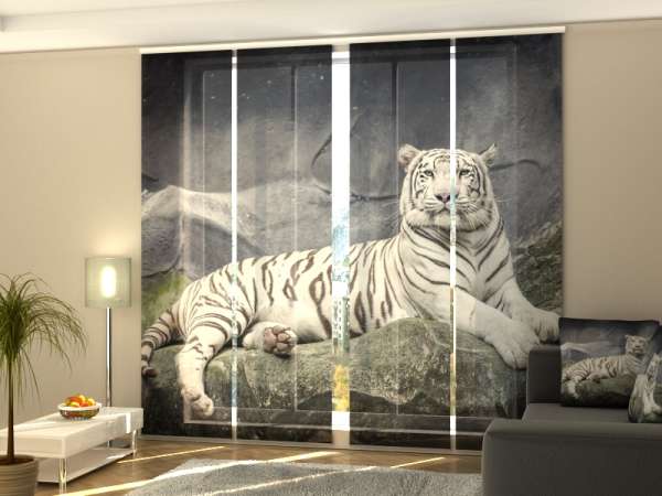 Sliding panel curtain (1-4 pts.): WHITE TIGER ON A ROCK