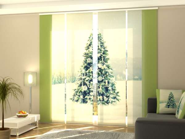 Sliding panel curtain (1-4 pts.): CHRISTMAS TREE WITH WHITE DECORATIONS