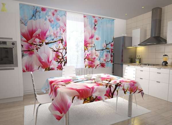 Kitchen curtain: BEAUTIFUL MAGNOLIAS