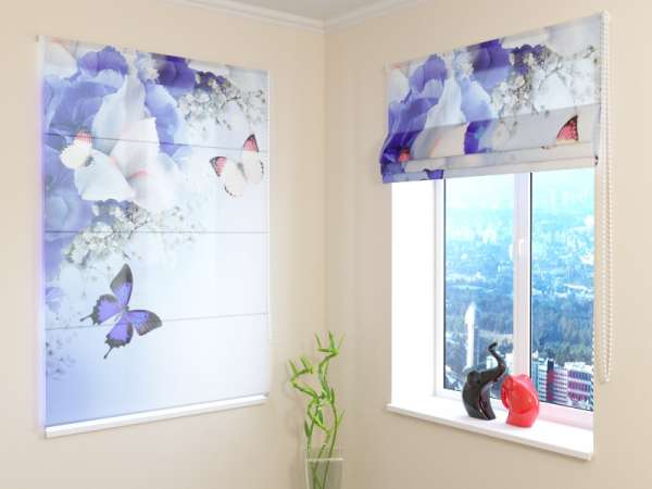 Roman blind: IRIS AND BUTTERFLIES