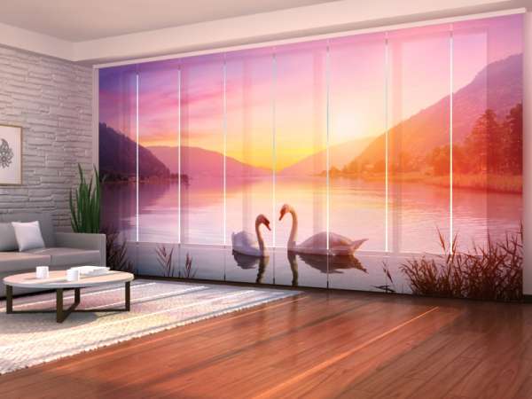 Panel curtain (1-8 pts.): SWANS ON THE LAKE AT SUNRISE