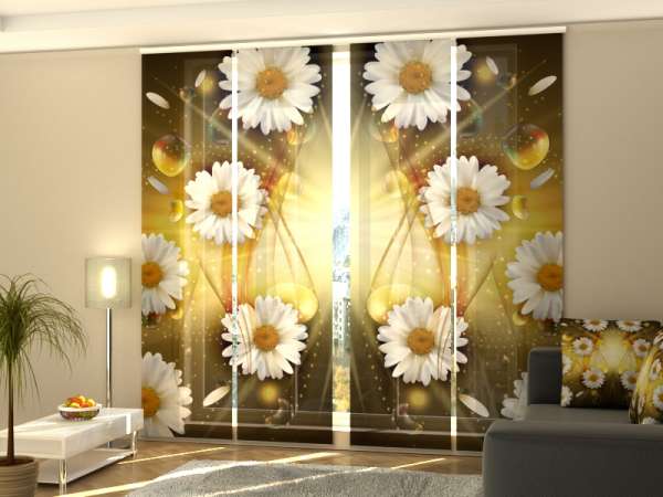 Sliding panel curtain (1-4 pts.): ABSTRACT CHAMOMILE FLOWERS