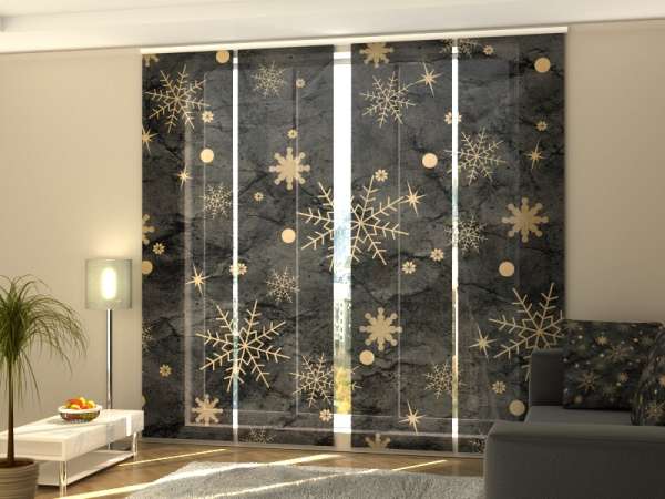 Sliding panel curtain (1-4 pts.): GOLDEN SNOWFLAKES