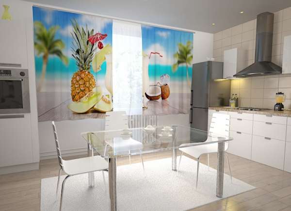 Kitchen curtain: REFRESHMENT IN HAWAII