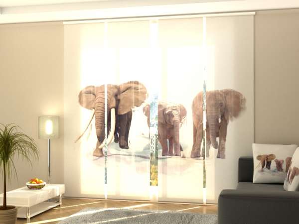 Sliding panel curtain (1-4 pts.): ELEPHANT FAMILY