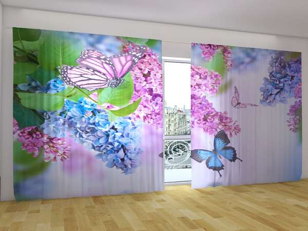 Panoramic curtain: LILAC AND BUTTERFLIES 2