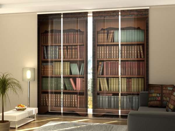 Sliding panel curtain (1-4 pts.): BROWN BOOKCASE