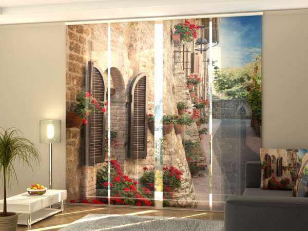 Sliding panel curtain (1-4 pts.): ALLEY WITH FLOWERS