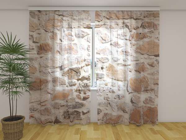 Chiffon curtain: BROWN STONE WALL