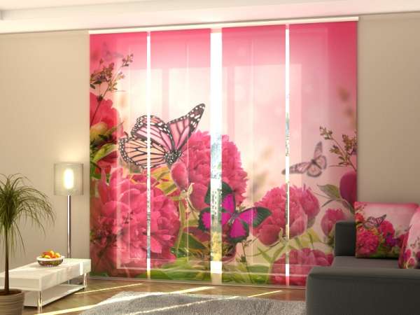 Sliding panel curtain (1-4 pts.): BEAUTIFUL PEONIES