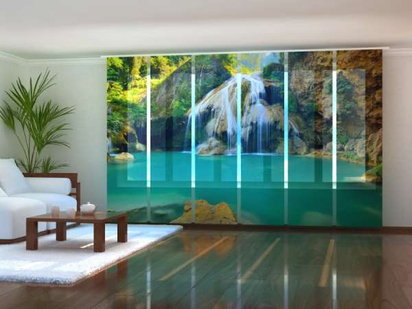 Sliding panel curtain (1-6 pts.): WATERFALL IN FOREST JUNGLE