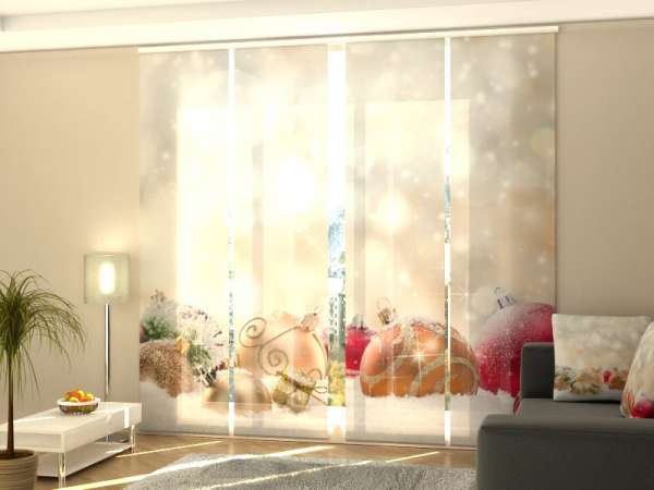 Sliding panel curtain (1-4 pts.): CHRISTMAS LIGHTS AND SNOW