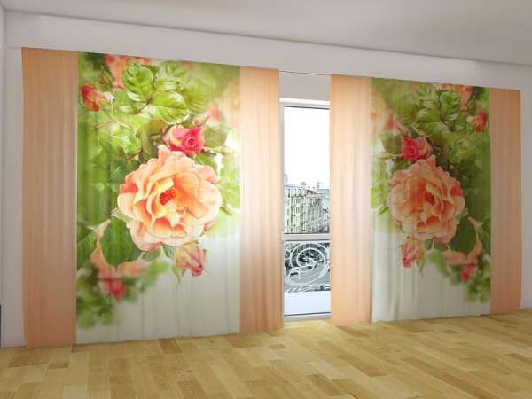 Panoramic curtain: PEACH ROSE 1