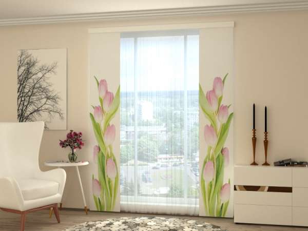 Sliding panel curtain (1-2 pts.): AMAZING PINK TULIPS