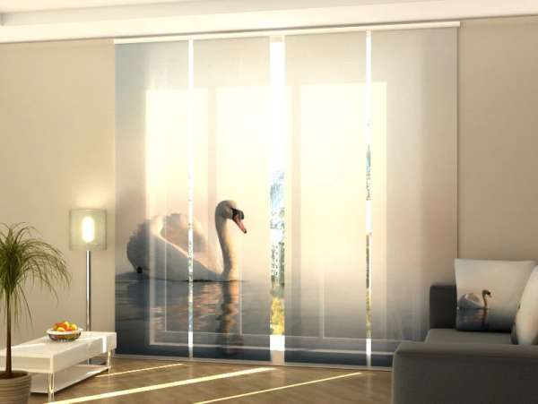 Sliding panel curtain (1-4 pts.): SWAN FLOATING AT SUNRISE