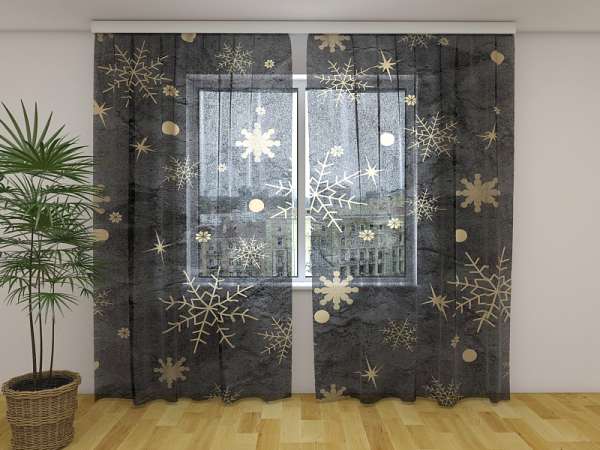 Chiffon curtain: GOLDEN SNOWFLAKES