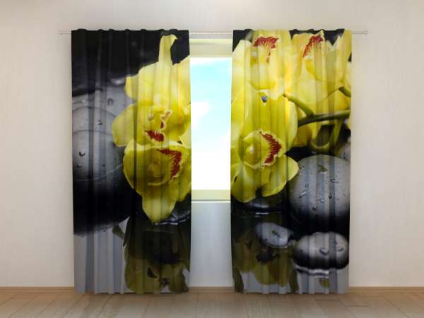 Photo curtain: YELLOW ORCHIDS ON THE STONES