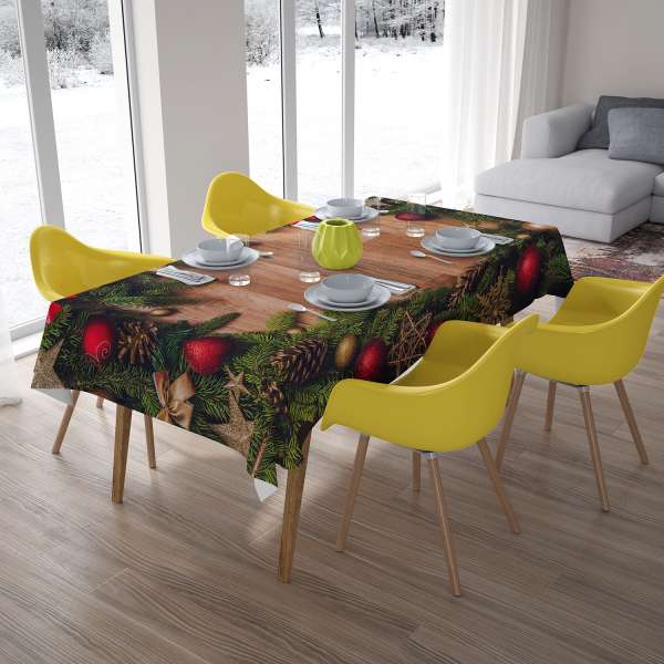 Tablecloth: CHRISTMAS DECORATION AND WOOD