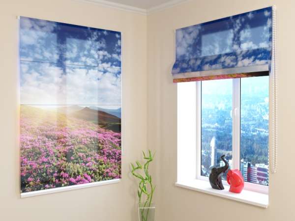 Roman blind: FLOWERS AND MOUNTAINS