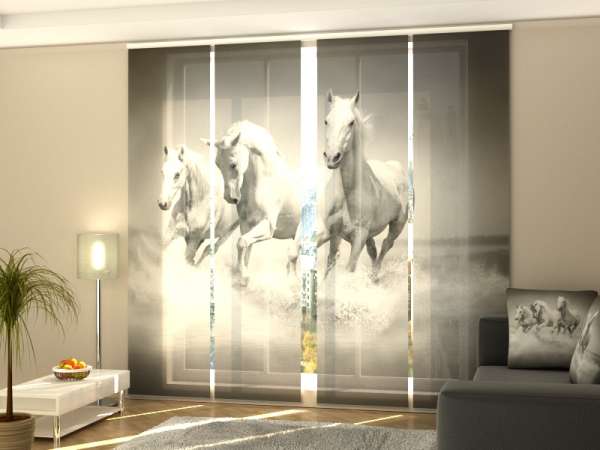 Sliding panel curtain (1-4 pts.): WHITE HORSES