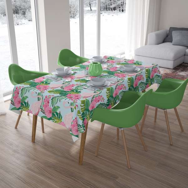 Tablecloth: PINK FLAMINGO AND ORCHIDS