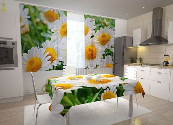 Kitchen curtain: WHITE CAMOMILES