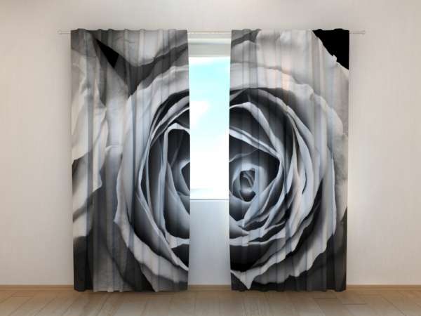 Photo curtain: ROSES IN BLACK AND WHITE SHADES