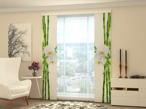 Sliding panel curtain (1-2 pts.): BAMBOO AND WHITE ORCHIDS