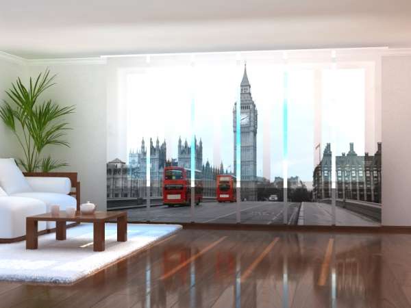 Sliding panel curtain (1-6 pts.): RED BUSES FROM LONDON