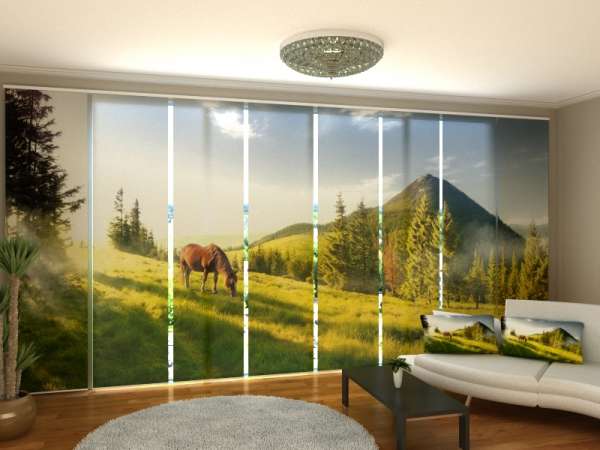 Sliding panel curtain (1-8 pts.): HORSE AT THE MOUNTAIN MEADOW
