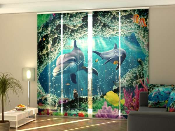 Sliding panel curtain (1-4 pts.): BEAUTIFUL SEA WITH DOLPHINS