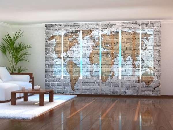 Sliding panel curtain (1-6 pts.): DRAWN MAP ON THE WALL