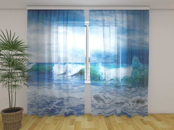 Chiffon curtain: BLUE WAVE