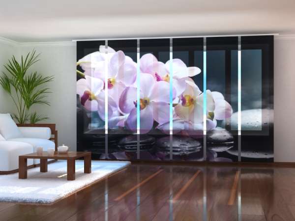 Sliding panel curtain (1-6 pts.): ORCHIDS ON STONES