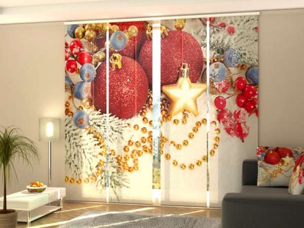 Sliding panel curtain (1-4 pts.): RED CHRISTMAS DECORATIONS