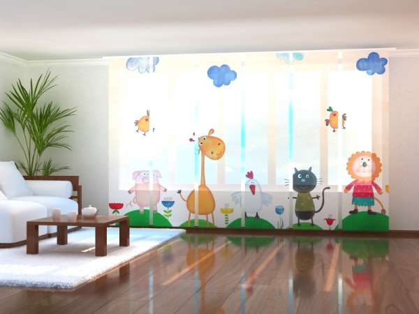 Sliding panel curtain (1-6 pts.): BABY ANIMALS